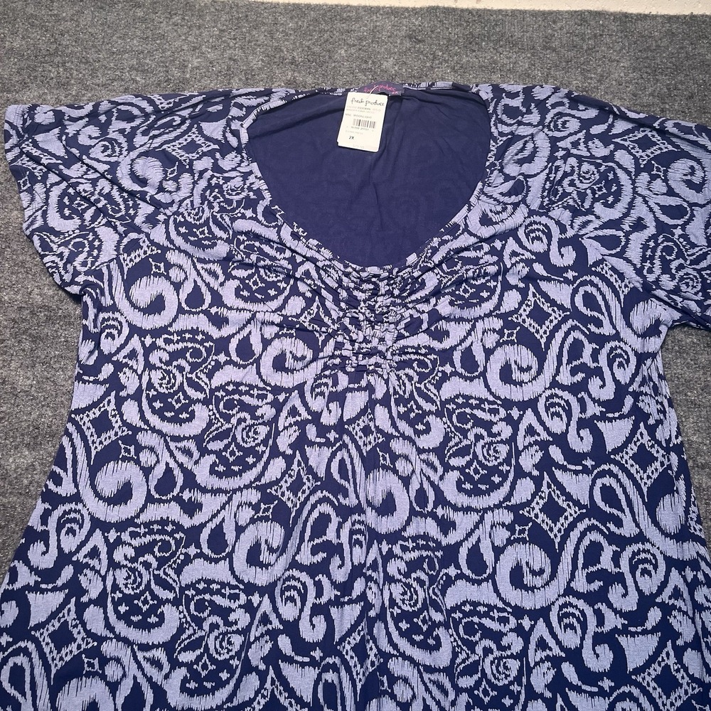 NWT FRESH PRODUCE Summer Blue Paisley Print Emma Dress Flattering Style/Fit 2X